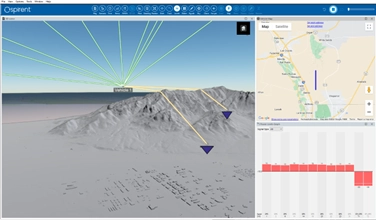 Figure 2: Visualizing the diffraction effect from two obscured jammers in the PNT X interface